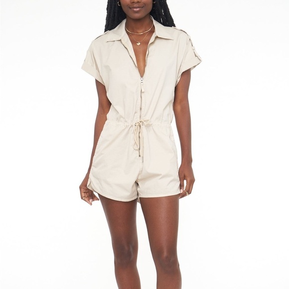 Pistola Meg Beige Zip Front Drawstring Romper Playsuit - Picture 1 of 16